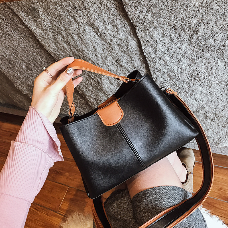 High-end boutique bucket bag women's 2023 new handbag color matching Korean simple all-match messenger bag women's bag
