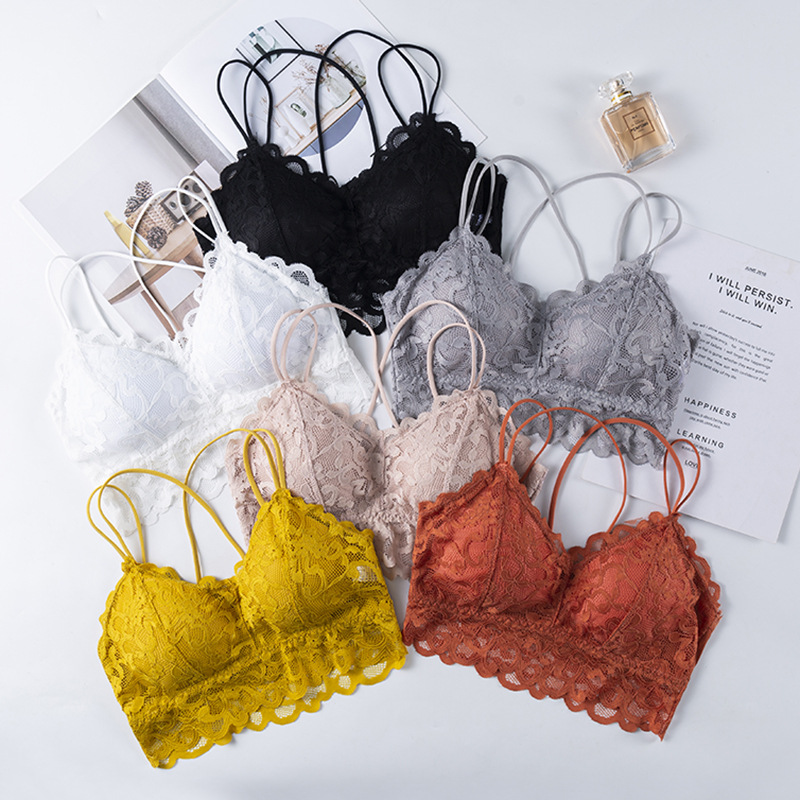 Summer New Style Breathable Sexy Lace Sling Wrapped Chest Korean Style Bra Women's Underwear without Steel Ring