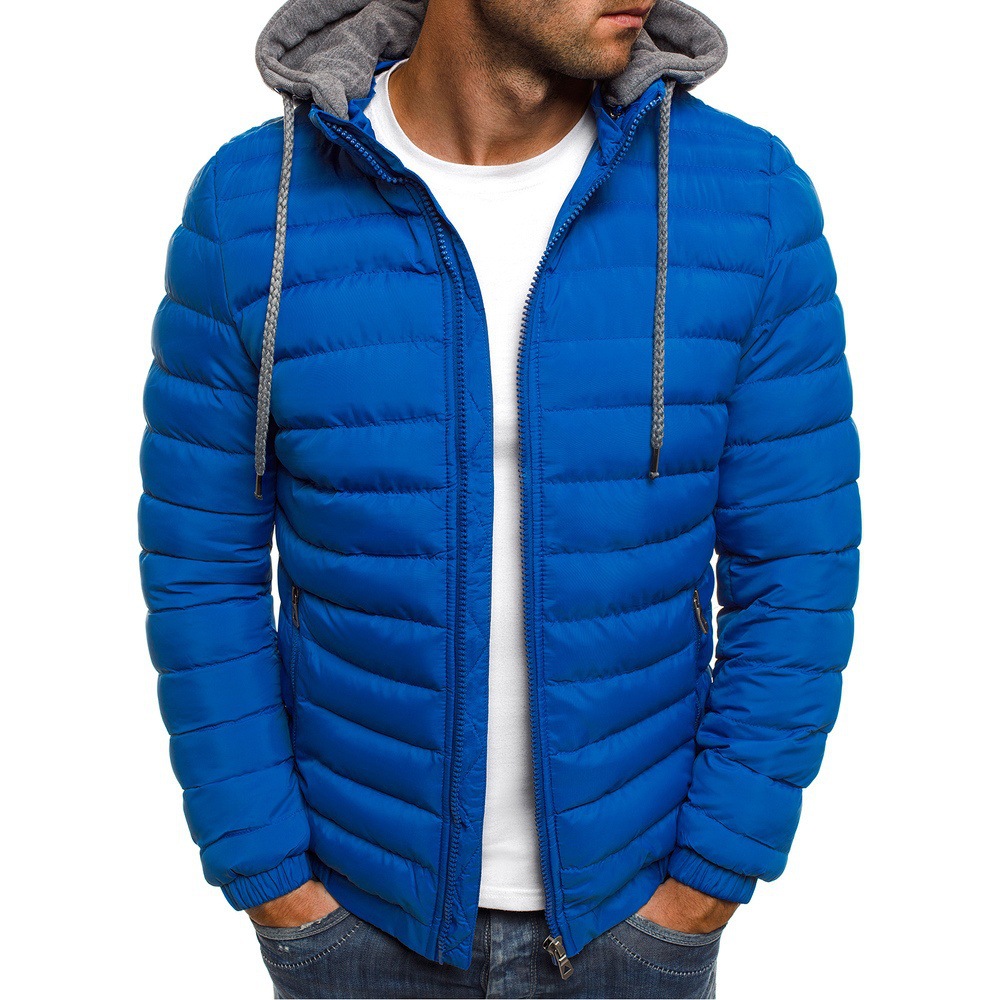 Cross-border Amazon AliExpress foreign trade Men's Korean casual solid color warm cotton-padded jacket trendy men's hooded cotton-padded jacket