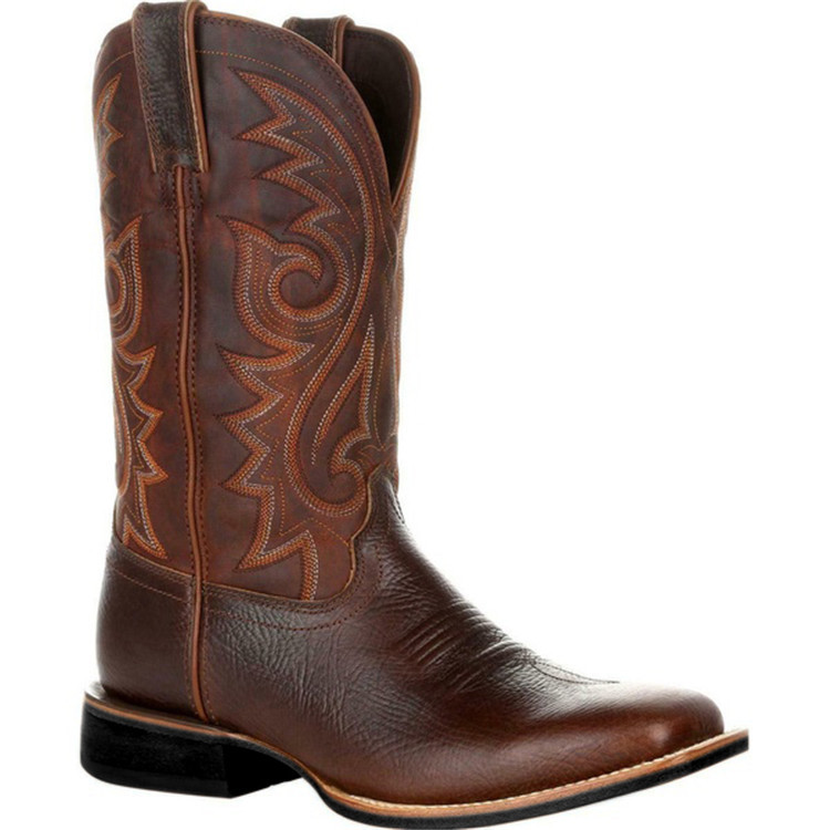 HPIOPL8802 Cross-border High-tube Embroidered Vintage Sleeve Men's and Women's Large Wide Head Western Cowboy Boots Large Size