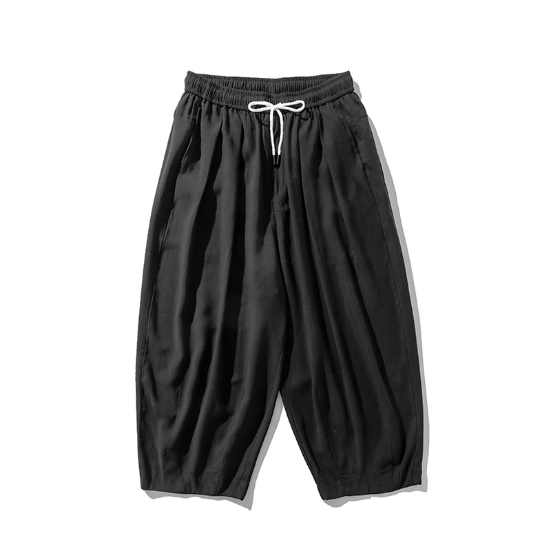 2023 spring and summer New straight casual cropped harem pants student young men Chinese style retro bloomers fashion K85