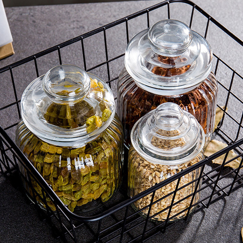 Factory wholesale glass sealed jar transparent pickle bottle pickle jar household cereal sealed storage jar