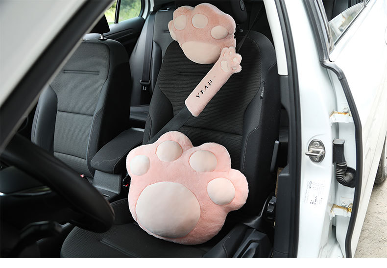 Car plush headrest cute cat claw car neck pillow back cushion fashion car female decoration supplies wholesale_voghion.com