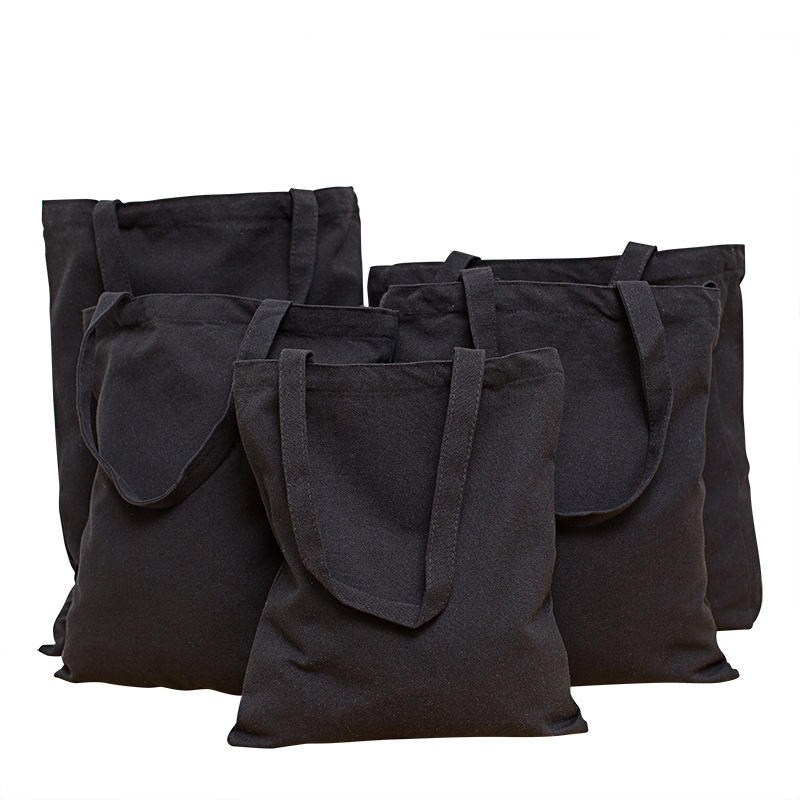 Black blank spot canvas bag logo shopping bag women's single shoulder cotton bag student canvas bag wholesale