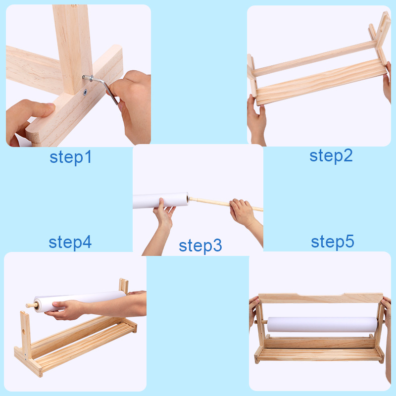 Wooden children's easel solid wood children's painting roll paper easel small painting paper roll easel baby sketch painted graffiti