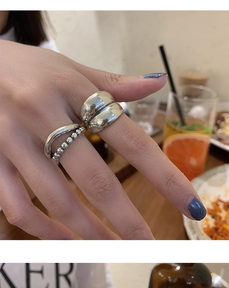 argento sterling spesso semplice onda leggera superficie solido hipster freddo stile coppia anello anello per donna_voghion.com