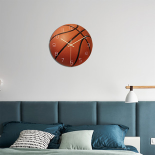 Clock118 round basketball sports Ball wall clock acrylic material mute movement home decoration wall clock