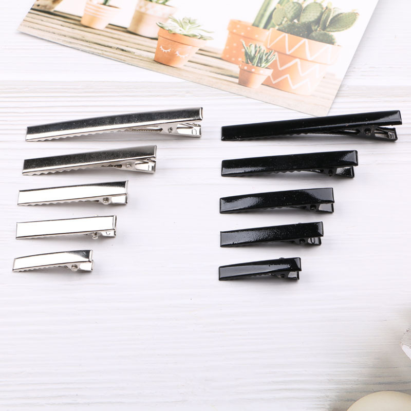Handmade hair accessories diy headdress accessories square head clip homemade bow black hair clip metal duck bill clip