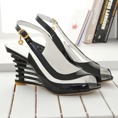 Factory summer Foreign Trade original single buckle with fish mouth slope heel high heel women's shoes sandals large size 40-43 women's shoes