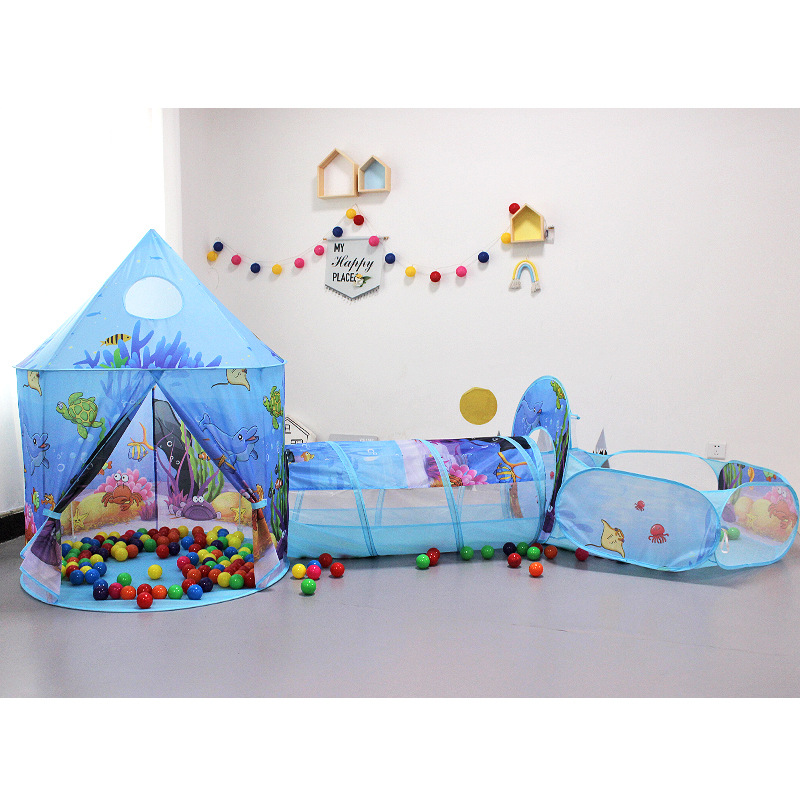 Children's tent three-piece boy Castle girls play house baby toy tent ocean ball pool fence