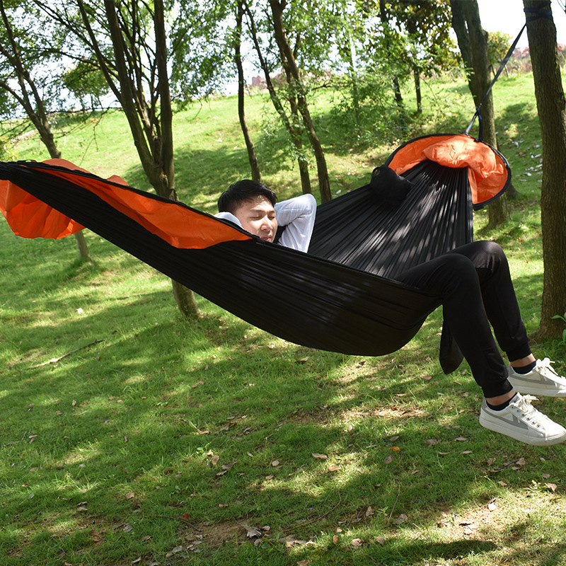 Automatic Quick Open Strut Outdoor Mosquito Net Hammock Removable Outdoor Anti-mosquito Anti-rollover Nylon Cloth Camping Hammock