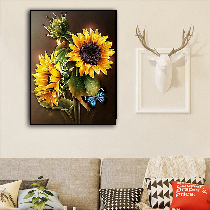 New 5d Diamond painting Sunflower Butterfly series Living room decorative painting diy full diamond foreign trade explosions spot wholesale