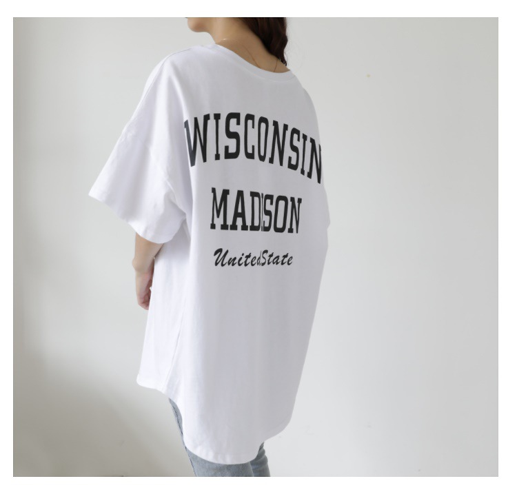 Japanese and Korean Summer New Letter Printed Short-sleeved T-shirt Women's Loose Lazy Top Mid-length T-shirt Base Shirt Women