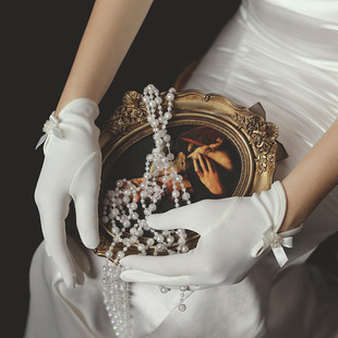 Factory Direct New Bridal Wedding Dress Gloves Stretch Satin Simple Photo Gloves Ball Banquet Shape