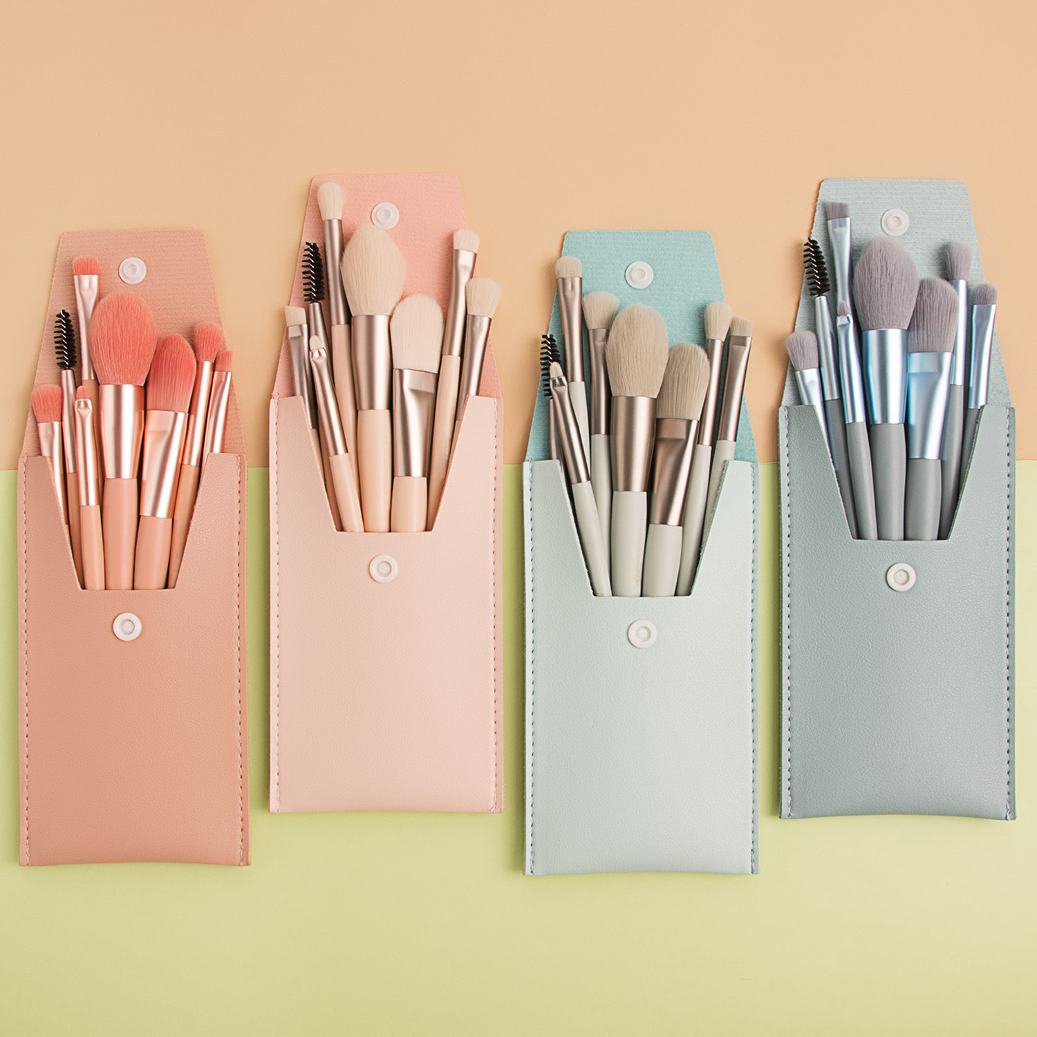 Shadow 8-Piece Mini Morandi Color Series Makeup Brushes Soft Hair Sticky Handle Portable Set Beauty Makeup Tool