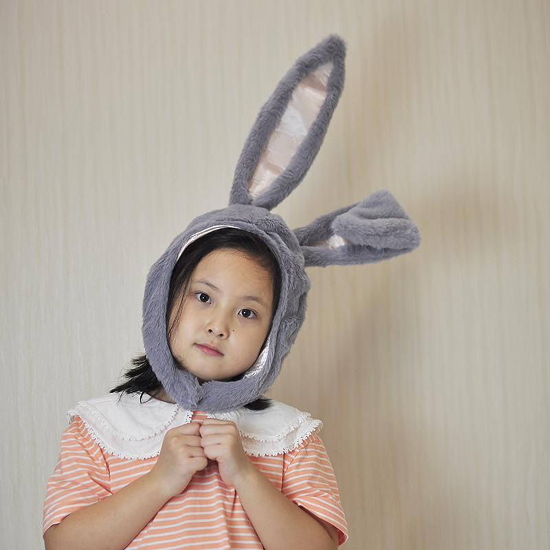 Wholesale soft sister plush Lin Xiaozhai with rabbit ears hat rabbit headgear photo props photo props