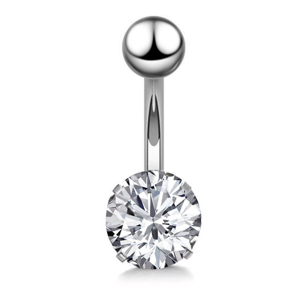 Peach belly button nail five-pointed star Square round zircon button stainless steel belly button ring puncture jewelry cross-border exclusive