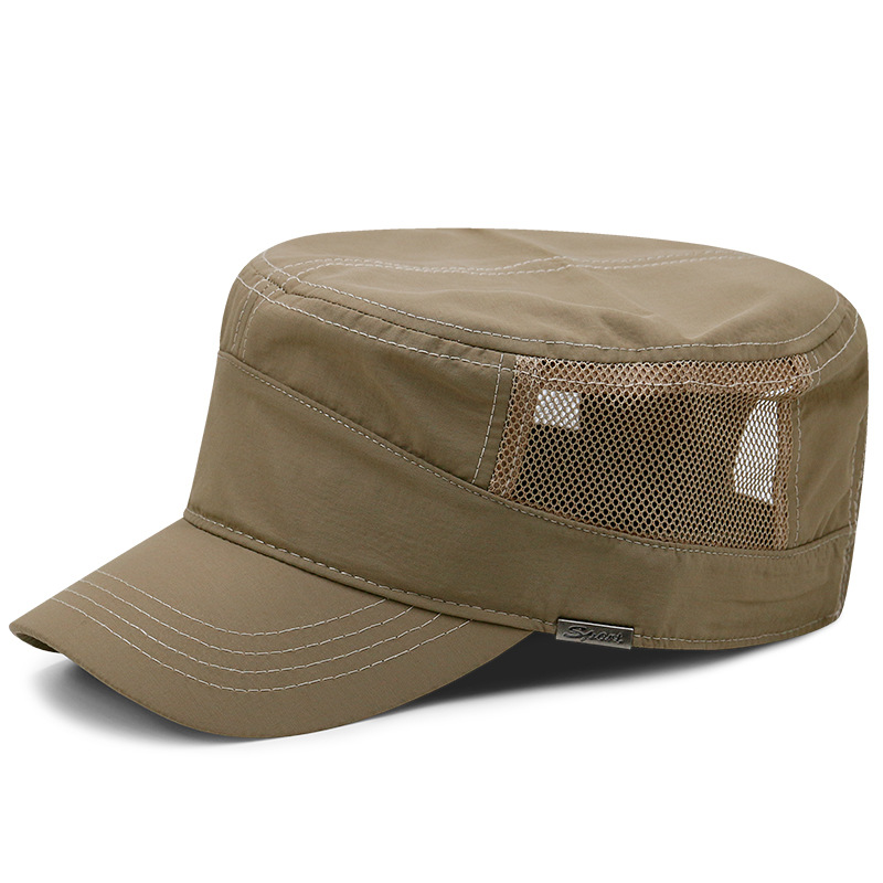 Hat Men's Summer Thin Duck Tongue Flat Top Hat Outdoor Leisure Sunscreen Army Hat Breathable Summer Cool Net Hat Dry Sun Hat