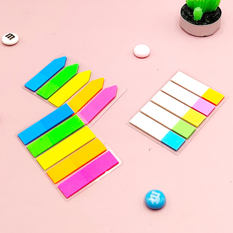 Korean Creative Fluorescent Stickers Classification Index Stickers Loose-leaf Label Stickers Transparent Indication Stickers Post-it Stickers Ordable LOGO