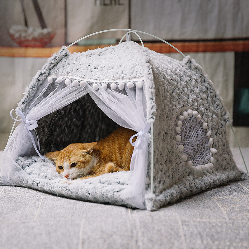 夏猫テント半密閉ペットベッド犬小屋四季スタイル高級ヴィラ寝具猫犬用|undefined