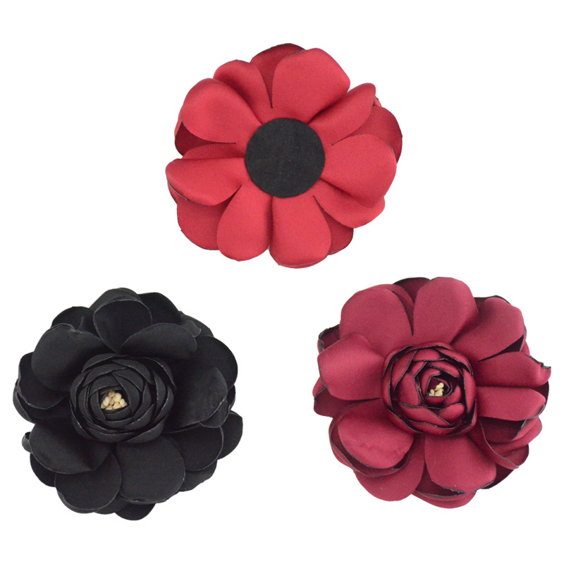 European and American Children's Headwear Handmade Burn Edge Stereo Rose Flower Core Flower diy Hair Accessories Shoes and Hats Flower Head Flower Roasted Edge Flower