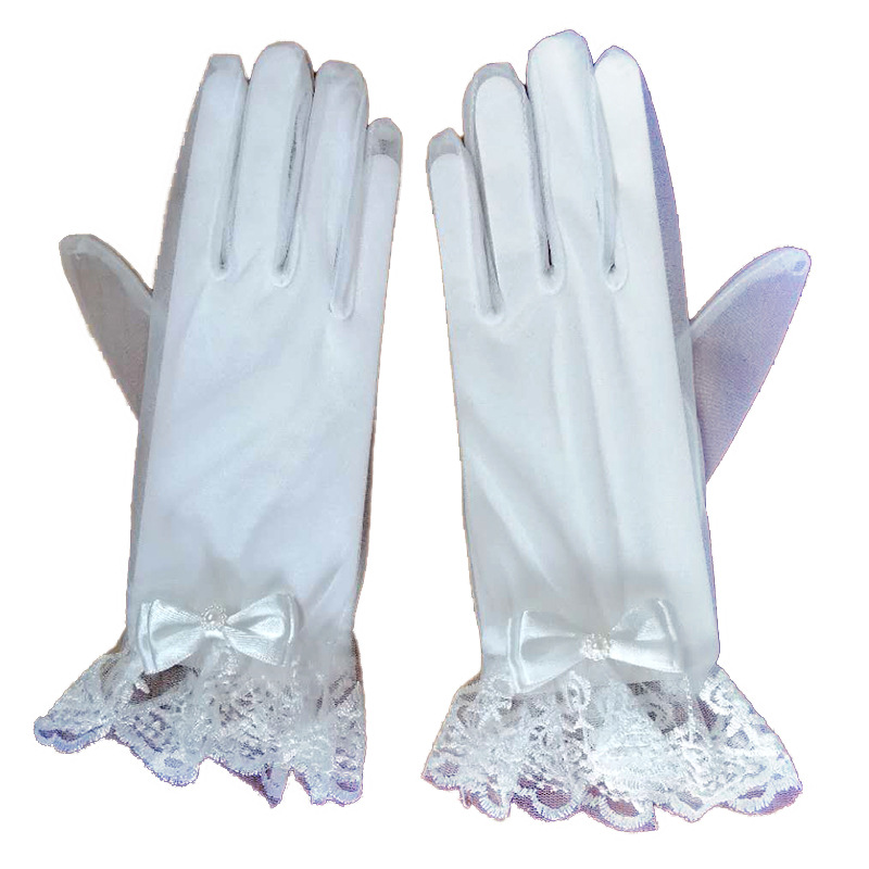 Factory spot direct supply Bride wedding wedding gloves evening dress lace short finger decorative gloves wholesale