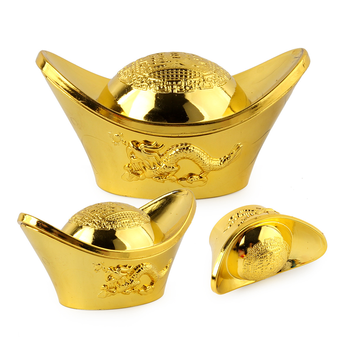 Simulation gold ingot toy plastic gold spindle props toy electroplating hollow gold ingot decorations toy