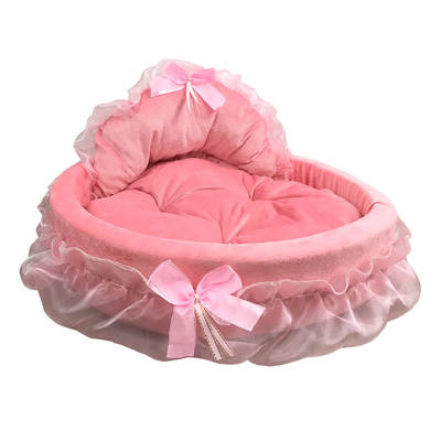 New creative kennel pet bow lace princess bed Oval Princess kennel pet dog bed factory wholesale