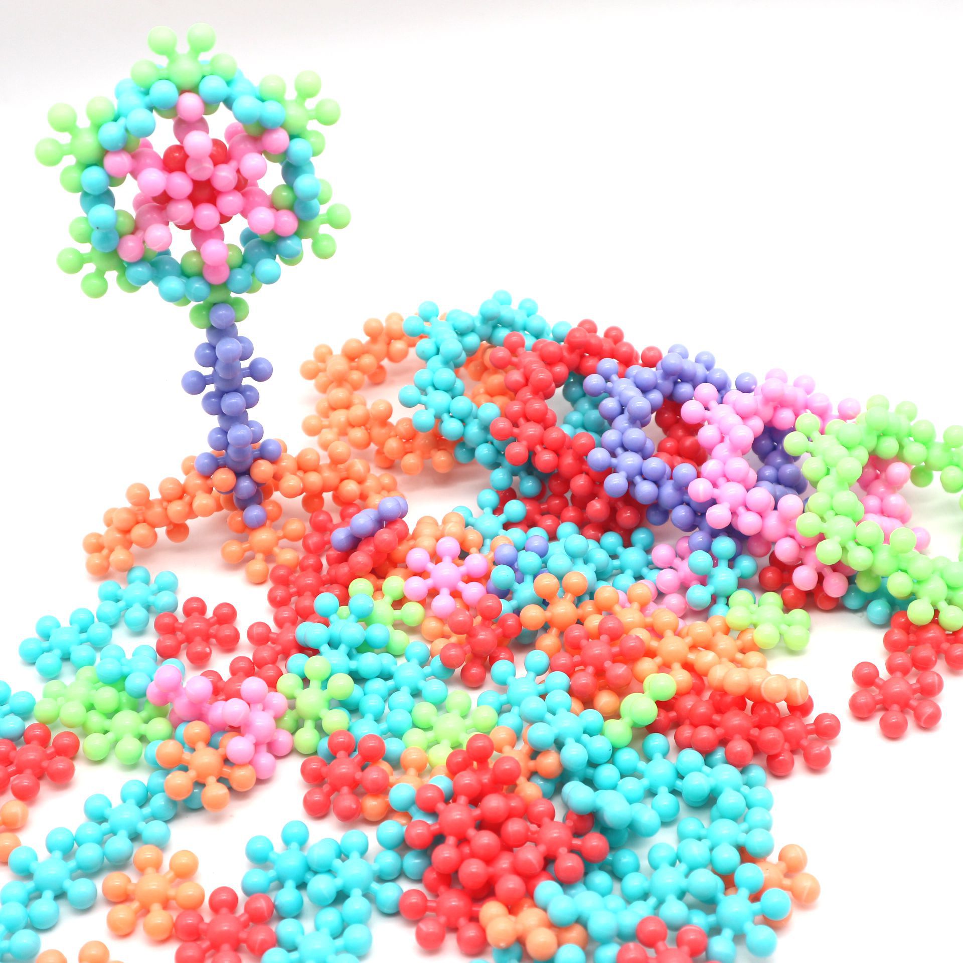 3D Three-dimensional Rotatable Plum Blossom Building Blocks Children's Fun Assembling Snowflake Pieces Kindergarten Enlightenment Early Education DIY