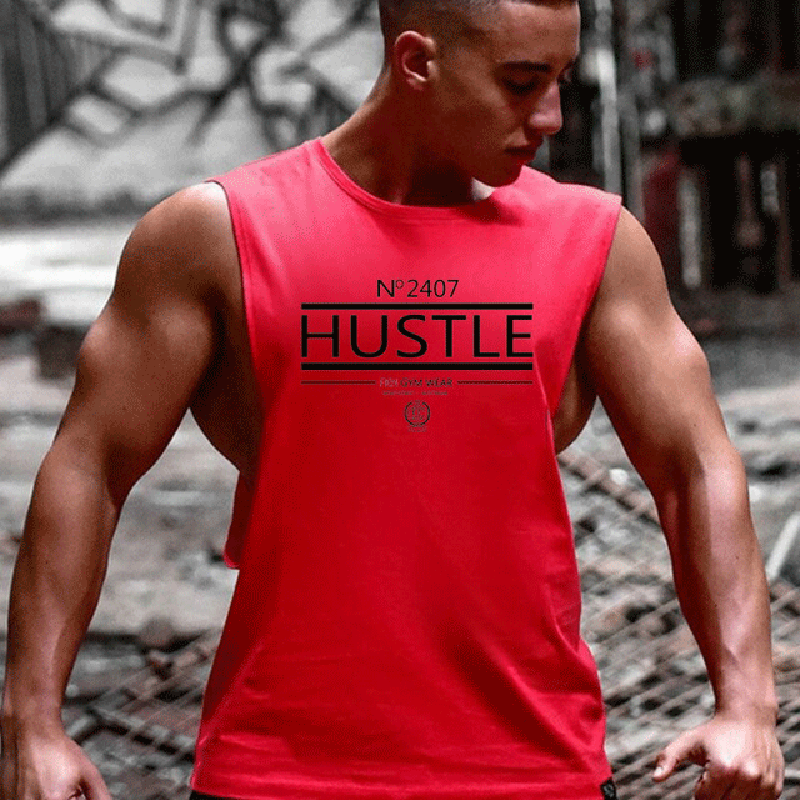 Sleeveless T-shirt Men's Sports Vest Loose European and American Leisure Waistcoat Fashion Training Fitness Vest Fixed Print LOGO