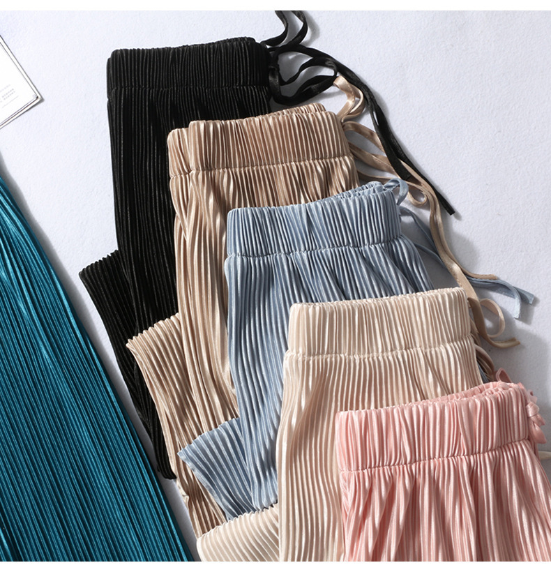 Pleated Wide-leg Pants Women's Pants High Waist Draped Spring and Summer New Loose Casual Pants Chiffon Trousers Ice Silk Ankle-length Pants
