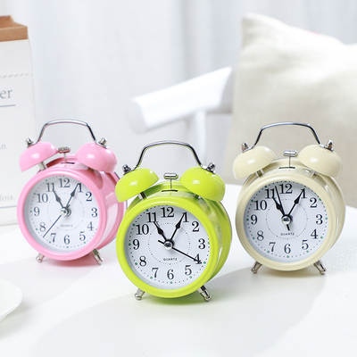 Modern simple 3 inch metal mechanical bell alarm clock student bedside bedroom mute digital clock manufacturers wholesale