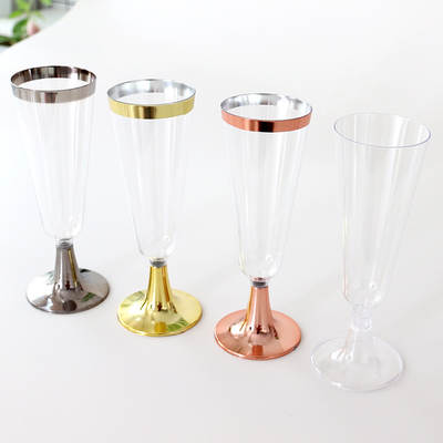 Disposable champagne glass red wine glass party party decoration cocktail glass gold and silver rose gold plastic goblet