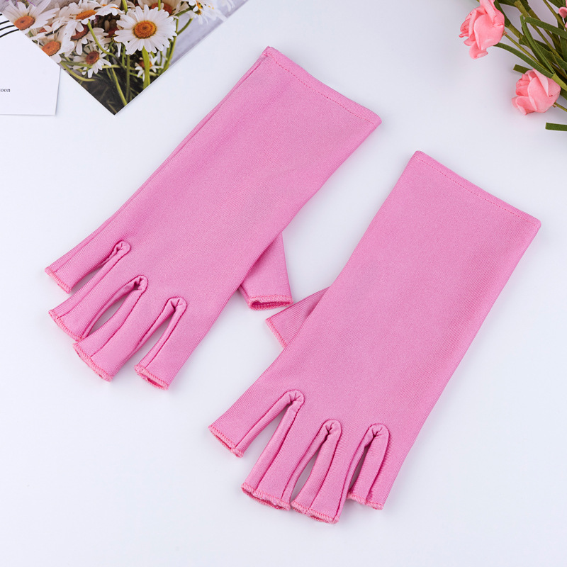 Nail Art Half Finger Gloves-Pink