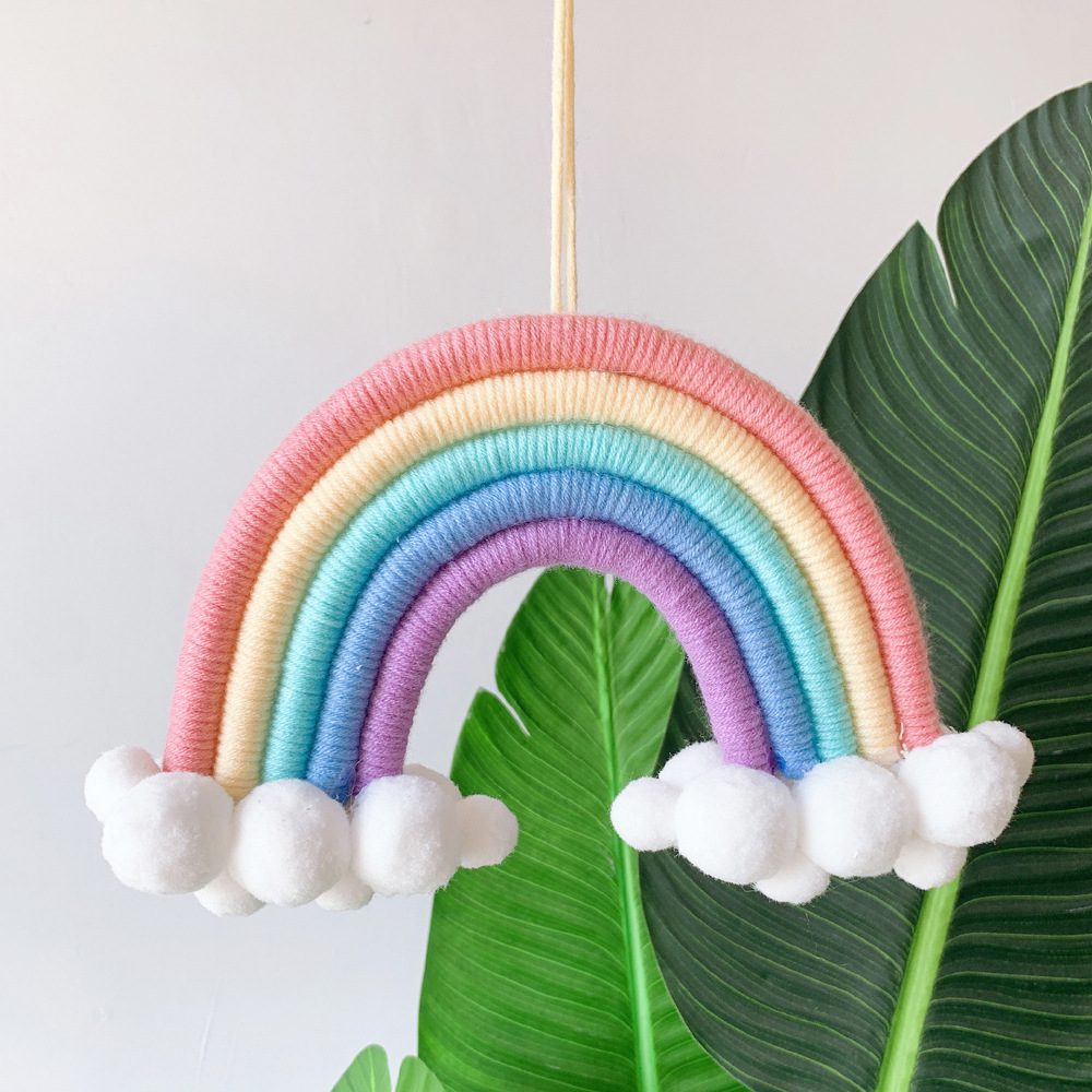 ins Decoration Nordic Style Home Decoration Children's Room Decoration Pendant Woven Clouds Rainbow Hanging Wall Decoration Hanging Decoration