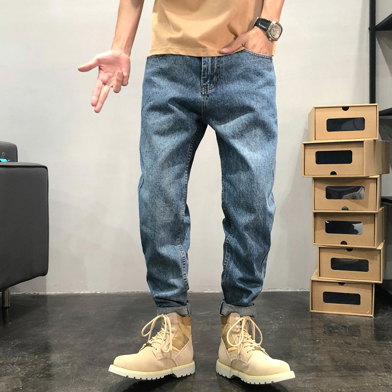 American denim jeans men's retro loose 2023 plus size fashion brand boys straight casual pants washed overalls
