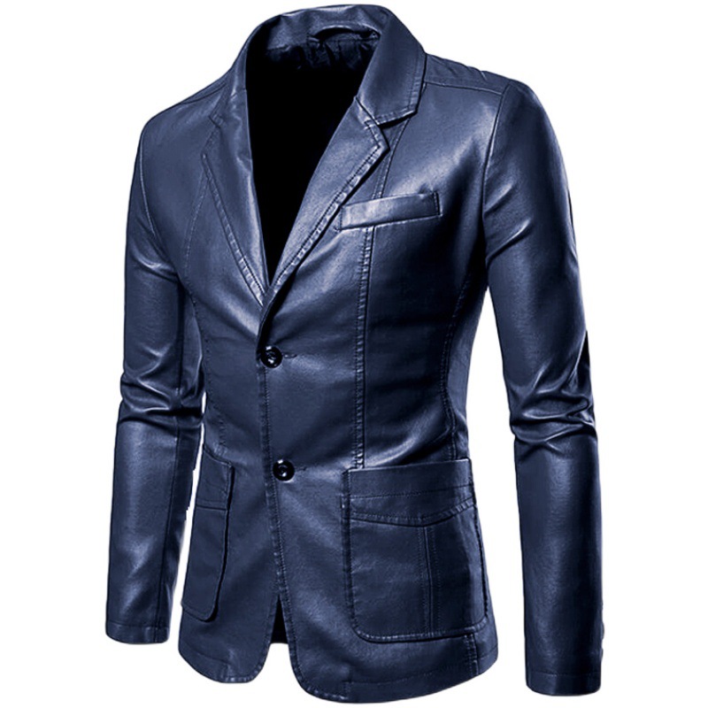 Amazon AliExpress wish Cross-border Foreign Trade Men's Leather Jacket Leather Suit Youth Warm Washed Leather Jacket Coat