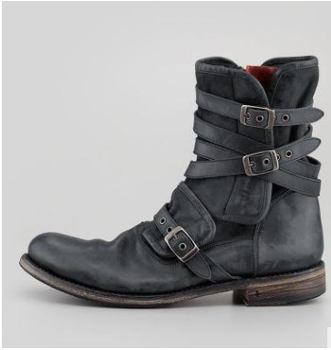 2021 new foreign trade cross-border round head belt buckle side zipper thick heel casual men's short boots large size wholesale_voghion.com