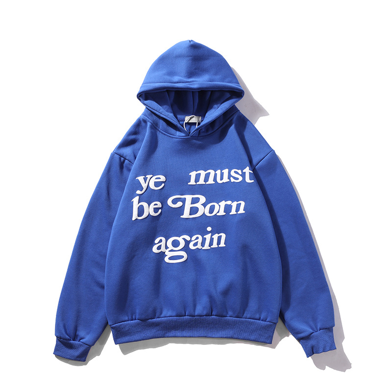 Cross-border foreign single source of European and American fashion brand with letters foam printing men's and women's plus velvet set hooded sweater