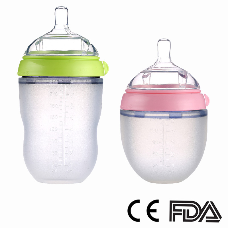 Manufacturers of liquid silicone feeding bottle large-caliber wide-mouth silicone feeding bottle anti-flatulence anti-fall baby silicone feeding bottle