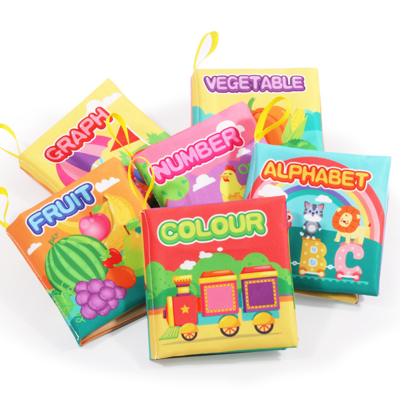 Cross-border three-dimensional baby cloth book early education cognitive toys English shape Palm book Enlightenment with ringing paper children's toys