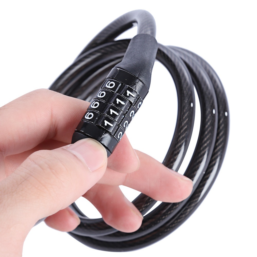 Bicycle four-digit combination lock mountain bike lock electric car steel cable steel wire chain lock 532 bicycle anti-theft lock