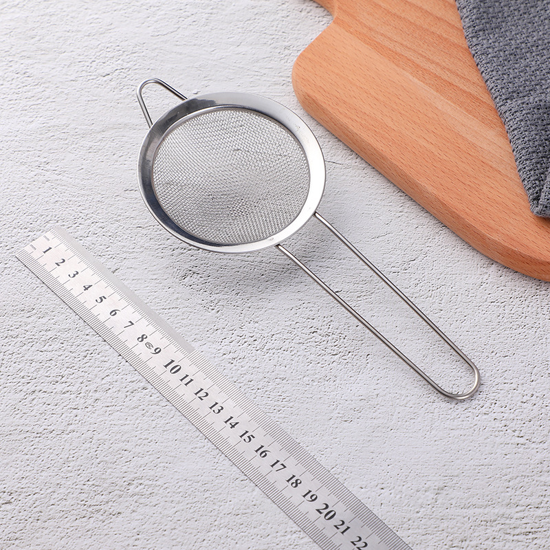 Stainless Steel Colander Kitchen Household Mesh Leakage Oil Fishing Spoon Soybean Milk Pointed Ear Mesh Leakage Flour Filter Mesh Sieve
