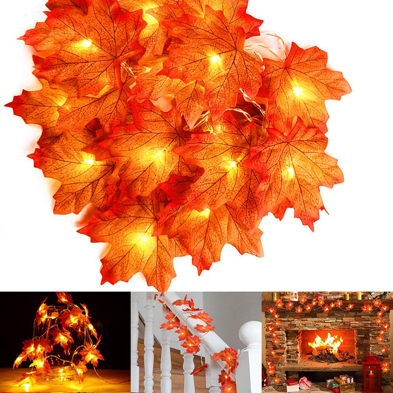 Amazon Hot Sale led Light String Simulation Maple Leaf Rose Plumeria Light String Christmas Holiday Room Decorative Light