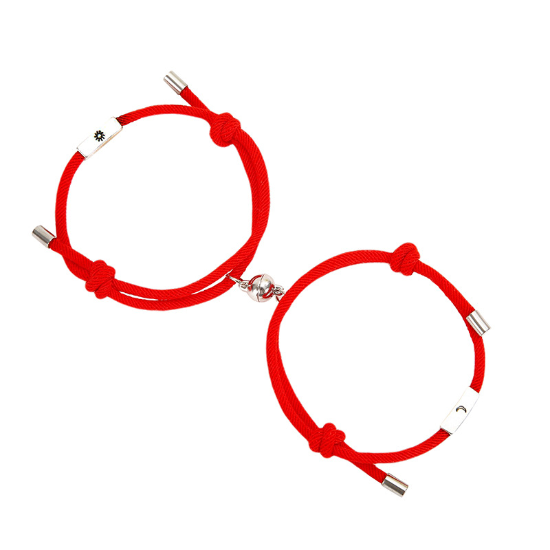 2020 new alloy sun and moon couple bracelet a pair of magnets attract girlfriends hand rope jewelry wholesale foreign trade