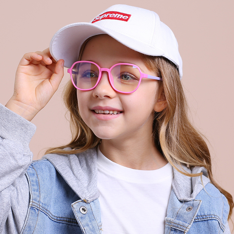 Comfortable Boys and Girls Anti-Blue Light Glasses Children's Anti-UV Flat Glasses Silicone Material Glasses Frame F8279
