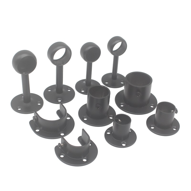 Stainless steel black flange seat round head seat high leg flange seat round tube seat wool seat towel powder spraying black fixed seat
