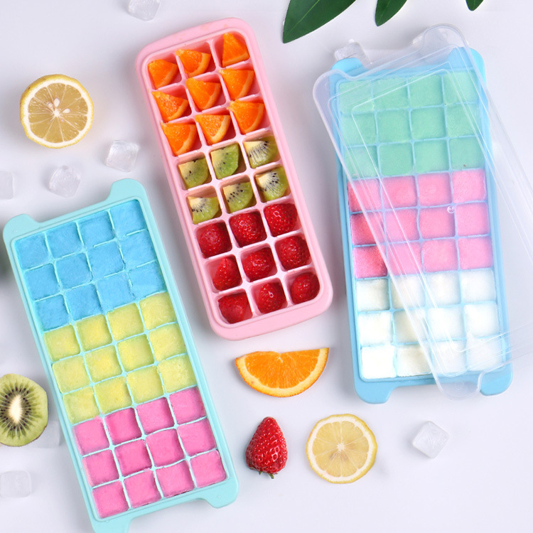 Ice grid silicone ice hockey honeycomb ice block ice Film ice cream with cover Ice Box 24 grid spot stall running Jianghu ice maker