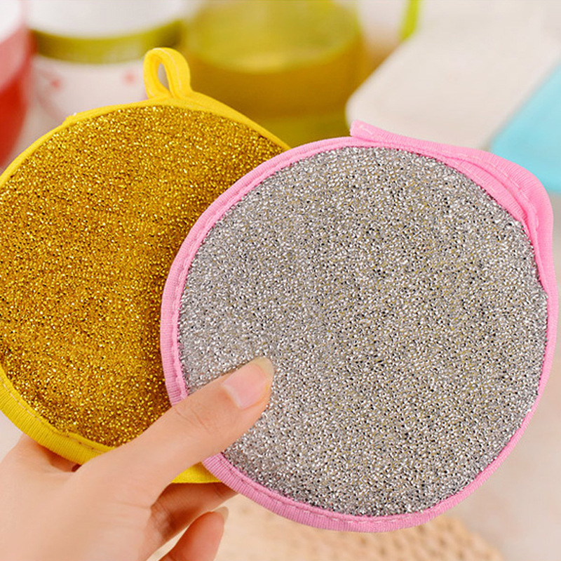 Cleaning cloth kitchen cleaning dish towel scouring pad strong non-stick oil Non-disconnection sponge round double-sided dish cloth