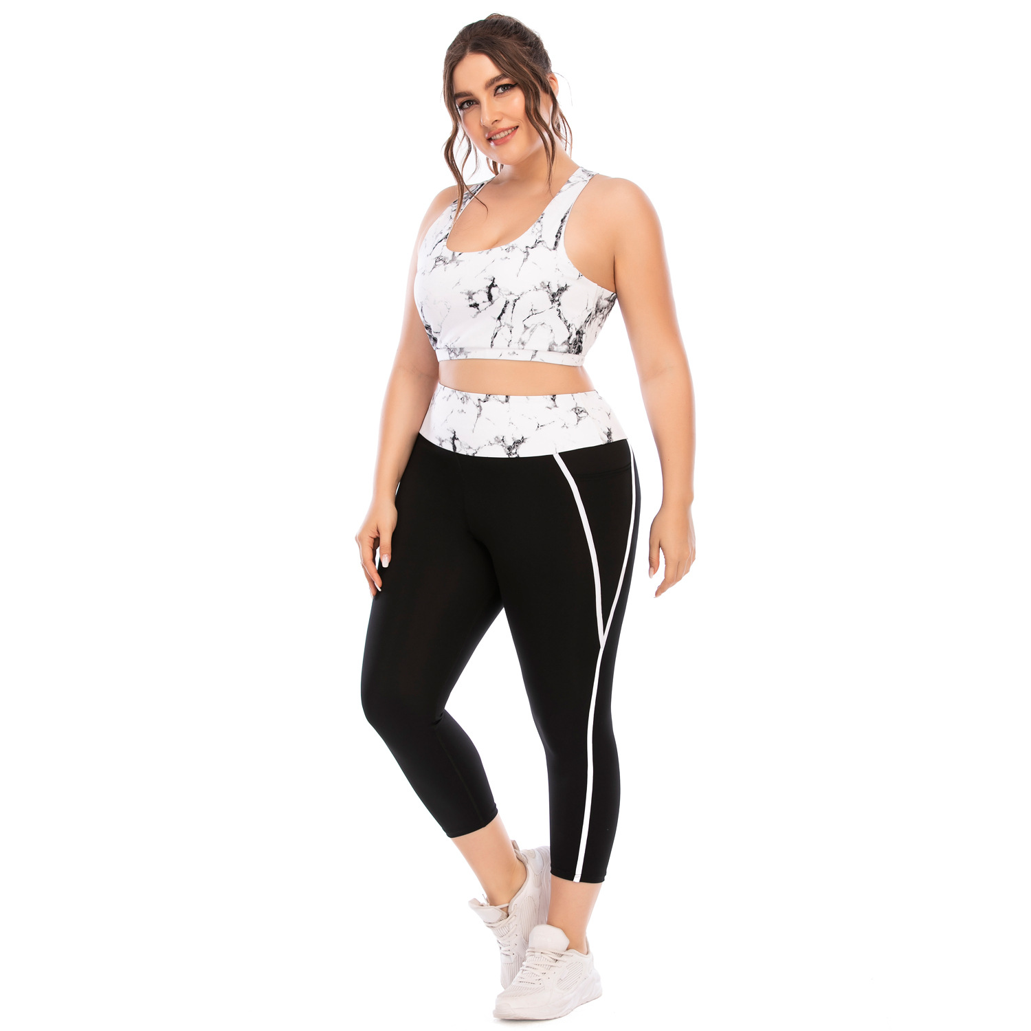 European and American fitness clothes suit plus size yoga clothes tight Barbie pants sports bra Australian time 12045+12046